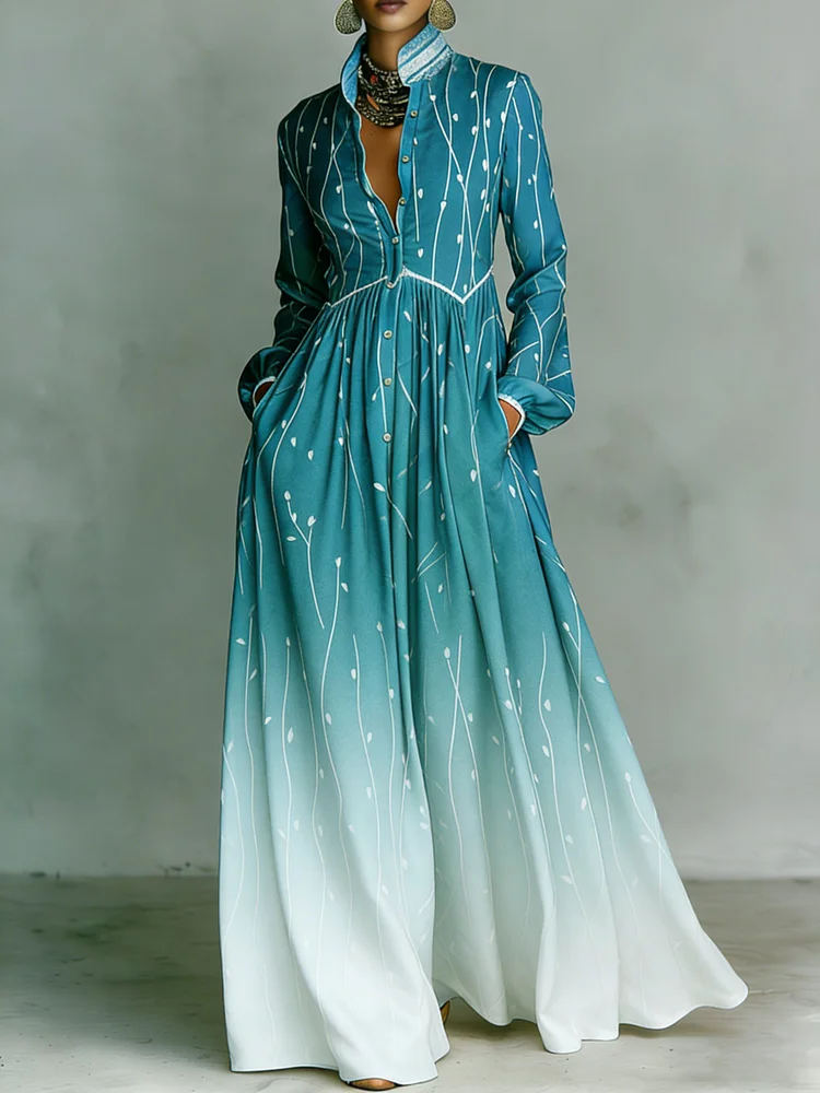 Women's Printed Elegant Romantic Vacation Medium Sleeve Maxi Dress