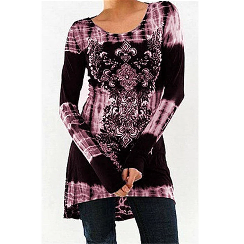 Abstract print long sleeve dress