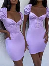 Empire Bodycon Puff Sleeves Mini Dress