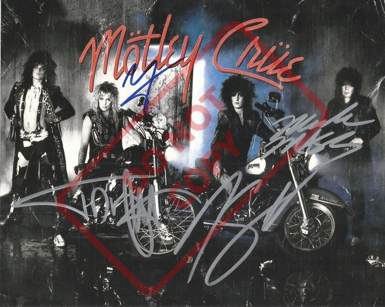 Motley Crue group 8.5x11 Autographed Signed Reprint Photo Poster painting