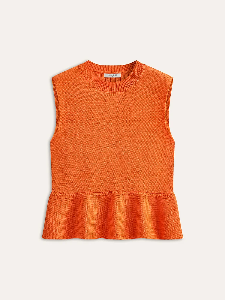 Sleeveless Ruffle Hem Sweater Vest