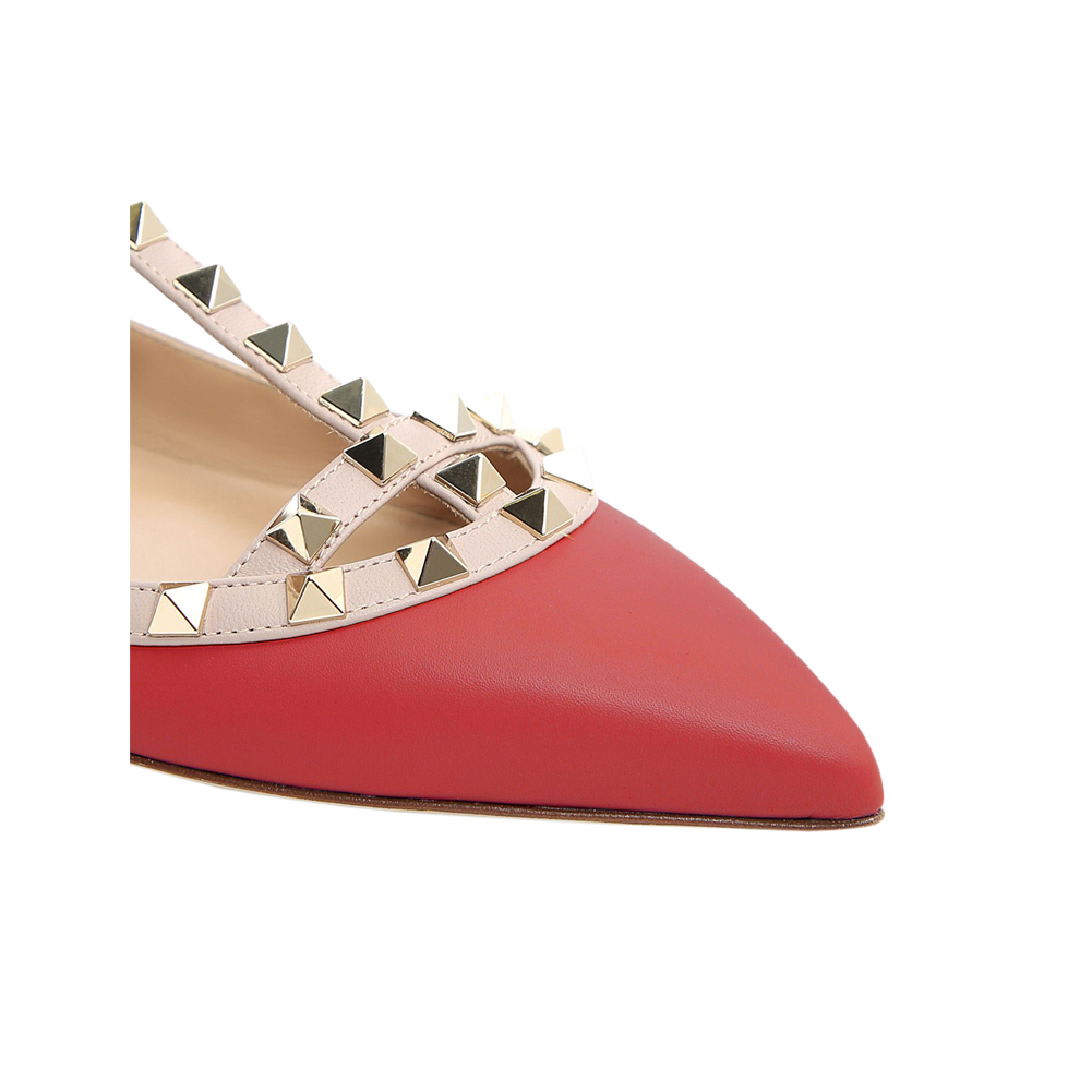 Women's Flats With Double Buckles Fashion Sexy Rivets Rockstud Daily Pointed Toe Ballet Matte Shoes-vocosishoes