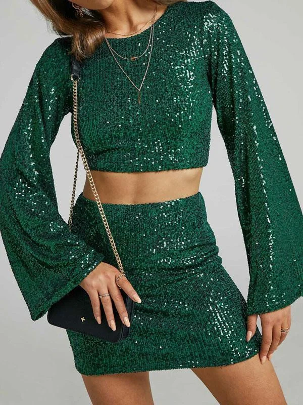 Long sleeve sequin suit