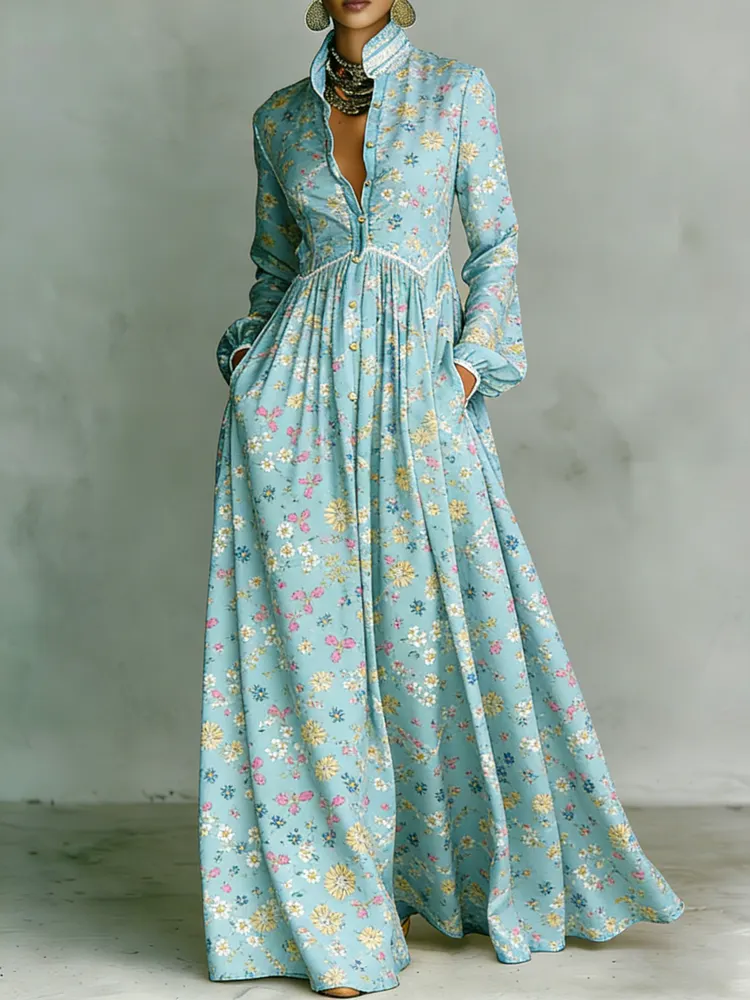 Women's Printed Elegant Romantic Vacation Medium Sleeve Maxi Dress