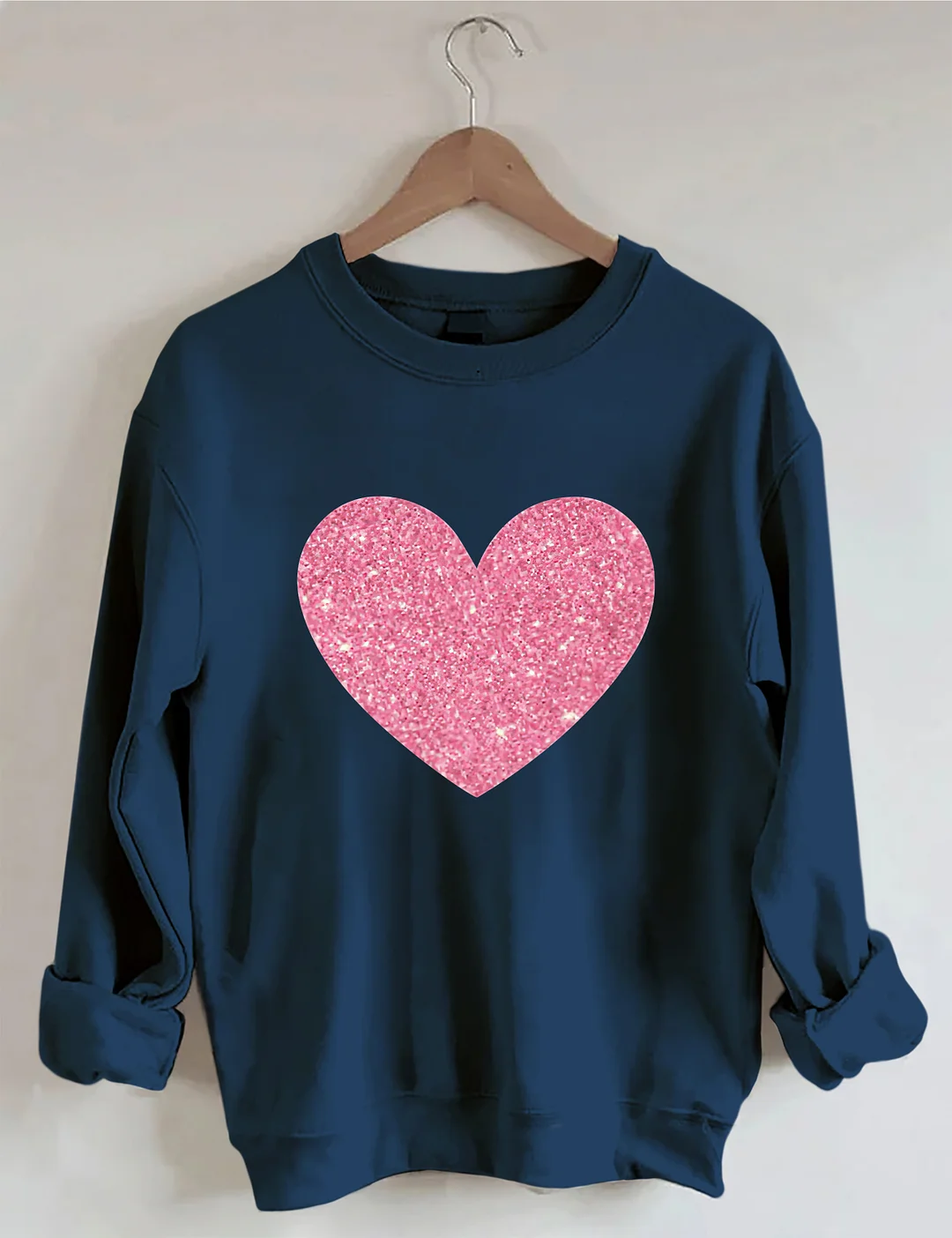 Valentine&rsquo;s Day Glitter Heart Sweatshirt