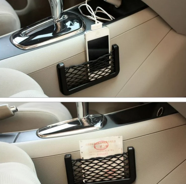 auto storage net bag with sticker elastic storing net car styling inner accessories