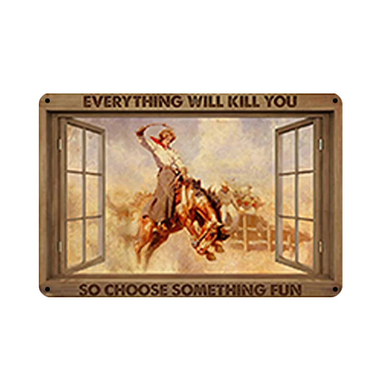 Cowboy - enseigne vintage en étain - 7.9x11.8 & 11.8x15.7inch
