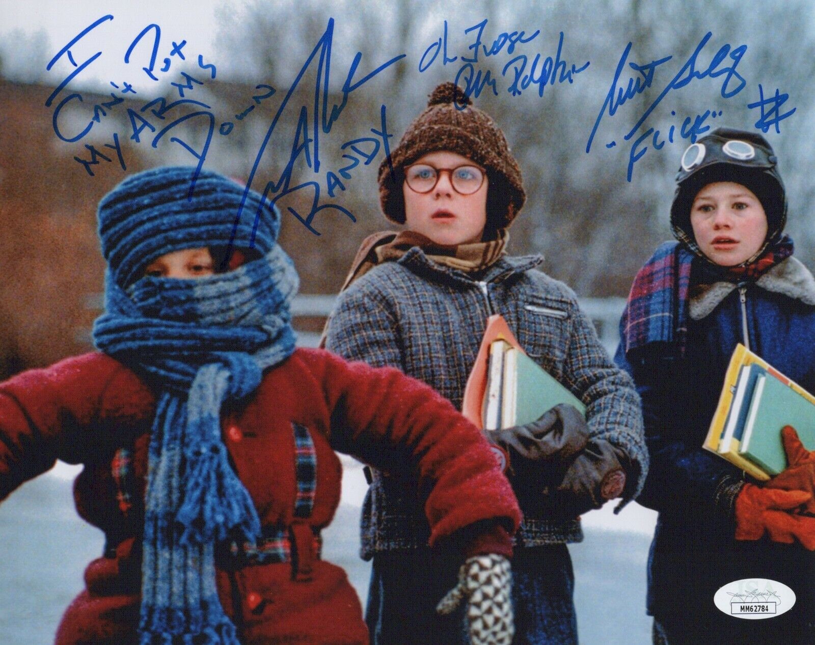 PETER BILLINGSLEY & IAN PETRELLA +1 Signed 8x10 A CHRISTMAS STORY Photo Poster painting JSA COA