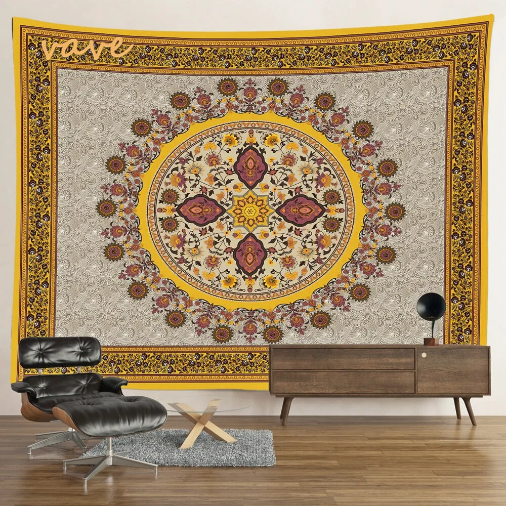 Nigikala Phase Tapestry Black and White Wall Hanging Boho Hippie Mandala Cloth Fabric Tapestry Flower Aesthetic Room Dorm Decor