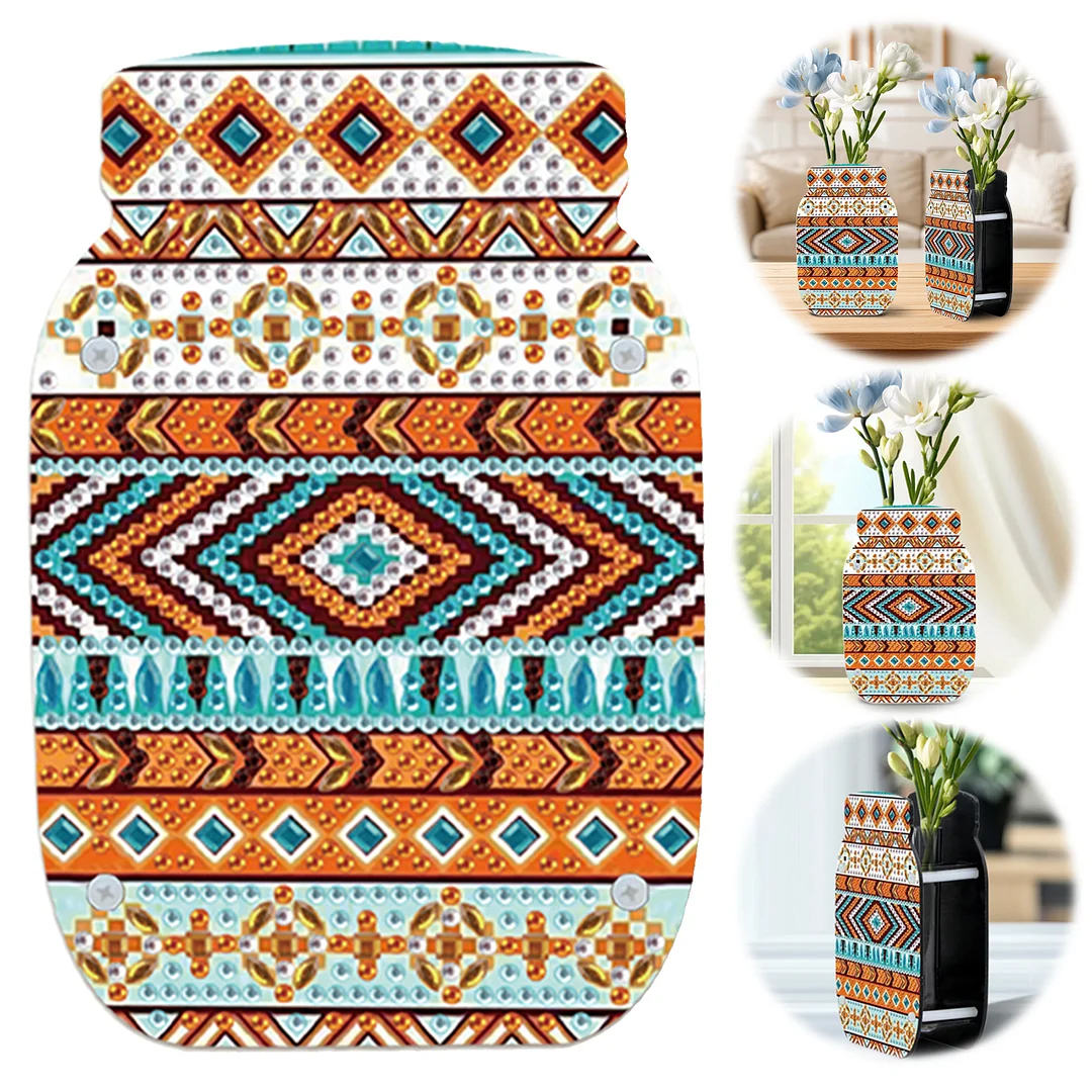 Mandala Acrylic Double Sided Special Shape Diamond Painting Vase for Home