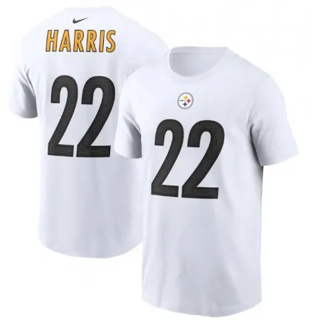 Men's Pittsburgh Steelers #22 Najee Harris 2021 White NFL Draft First Round Pick Player Name & Number T-Shirt
