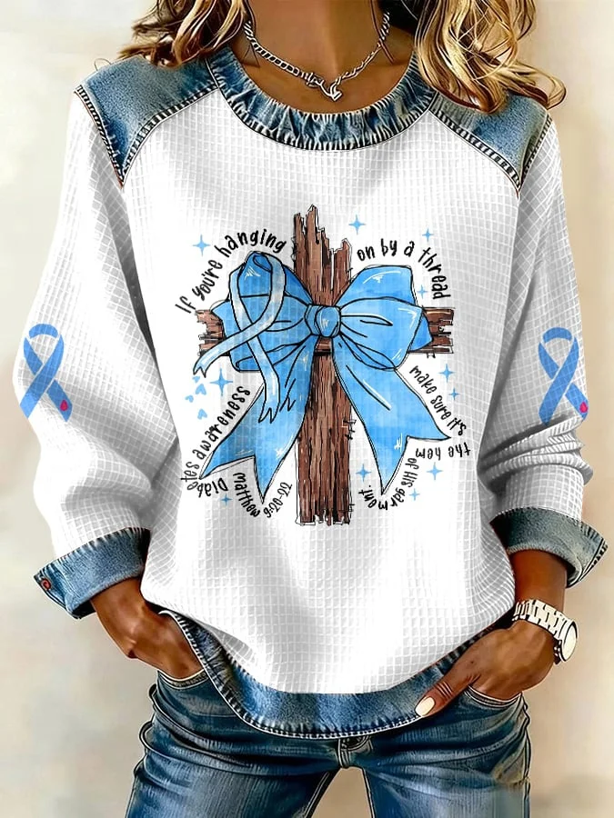 Women's If You&rsquo;Re Hanging On By A Thread, Make Sure It&rsquo;S The Blue One Print Sweatshirt socialshop