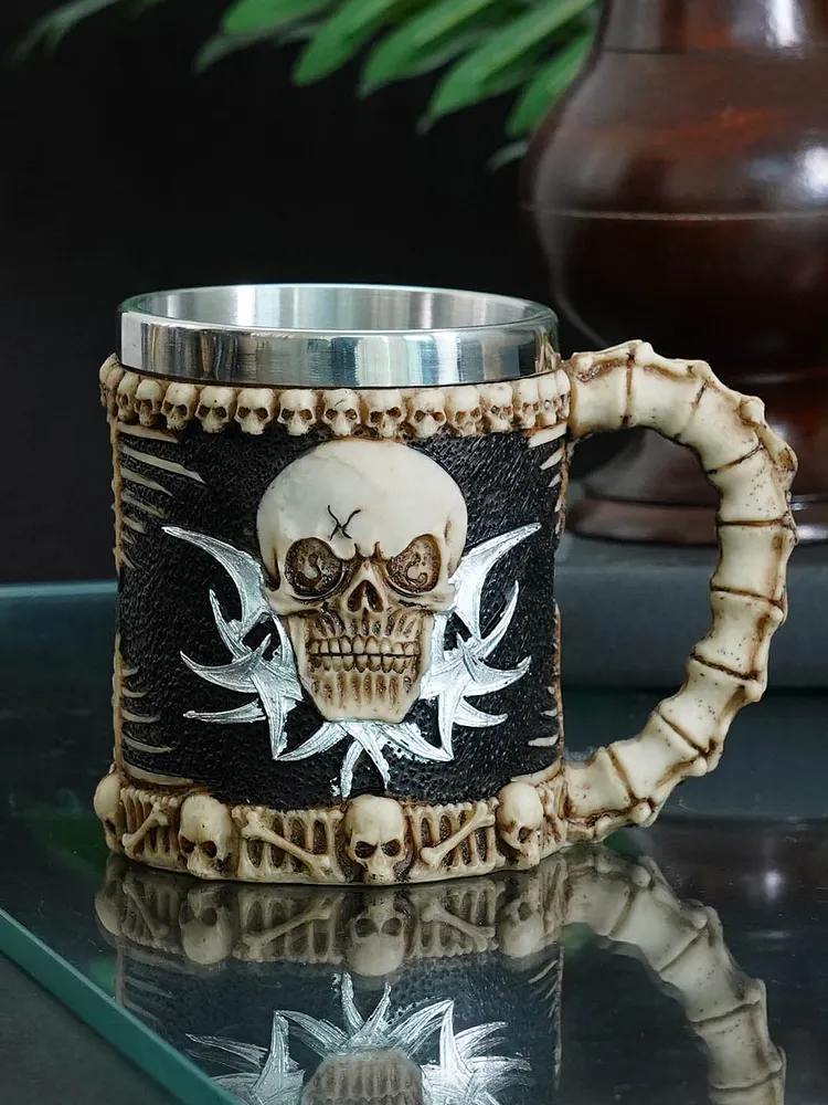 Blue & Brown Handcrafted Solid  Steel Mugs