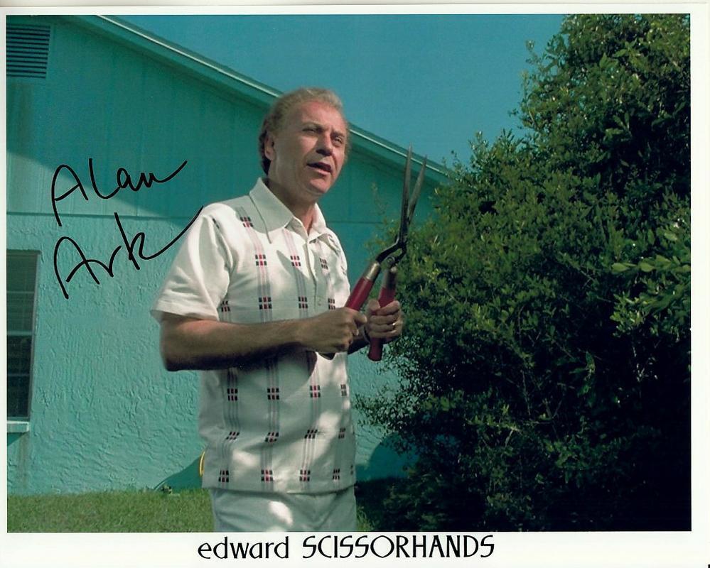 ALAN ARKIN signed EDWARD SCISSORHANDS 8x10 w/ coa HEDGE CLIPPERS CLOSEUP SCENE