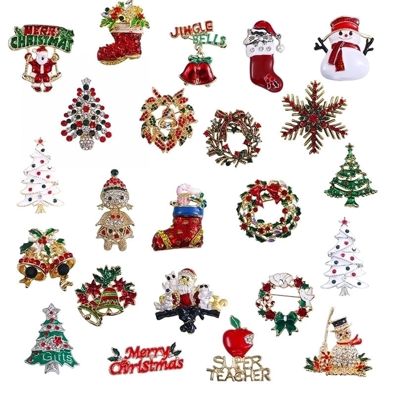 Fashion Pin Christmas Tree Alloy Plating Rhinestones Women’S Brooches