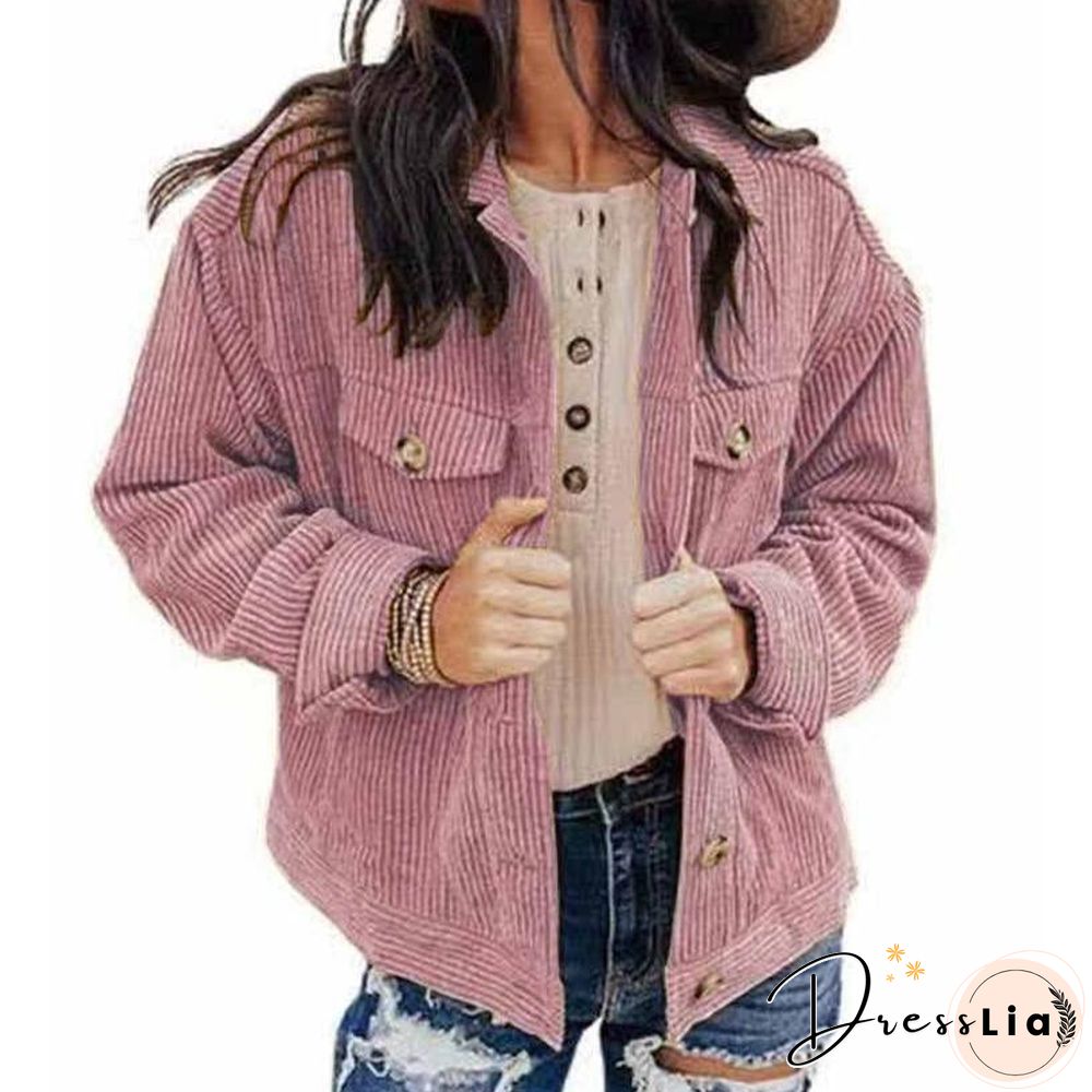 Pure Color Corduroy Coat