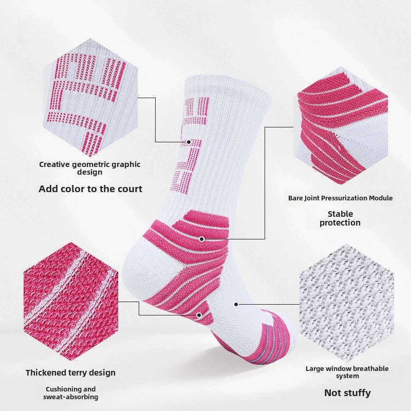 Elite Non-slip Basketball Stockings Practical Breathable Running Thickened Towel Bottom Mid-calf Socks Sweat-absorbent Sports Men And Women Socks