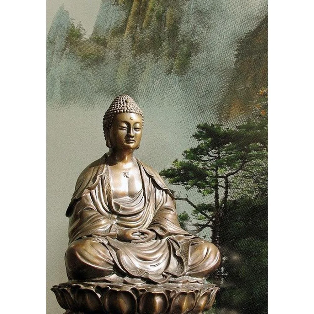 Full Round Diamond Painting - Buddha Statue In The Mountains(30*40cm)