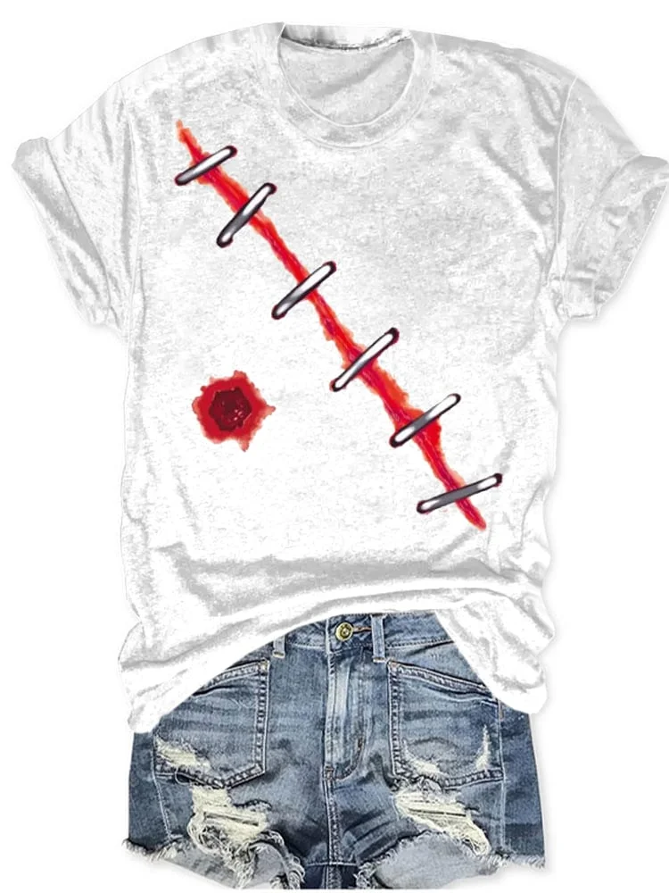 Women'S Shooting Scar Crewneck Print T-Shirt