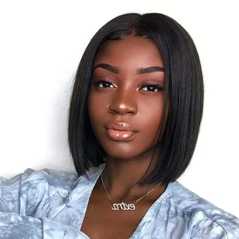 Stylish Black Short Straight Hair with Bobo Bobo Wig