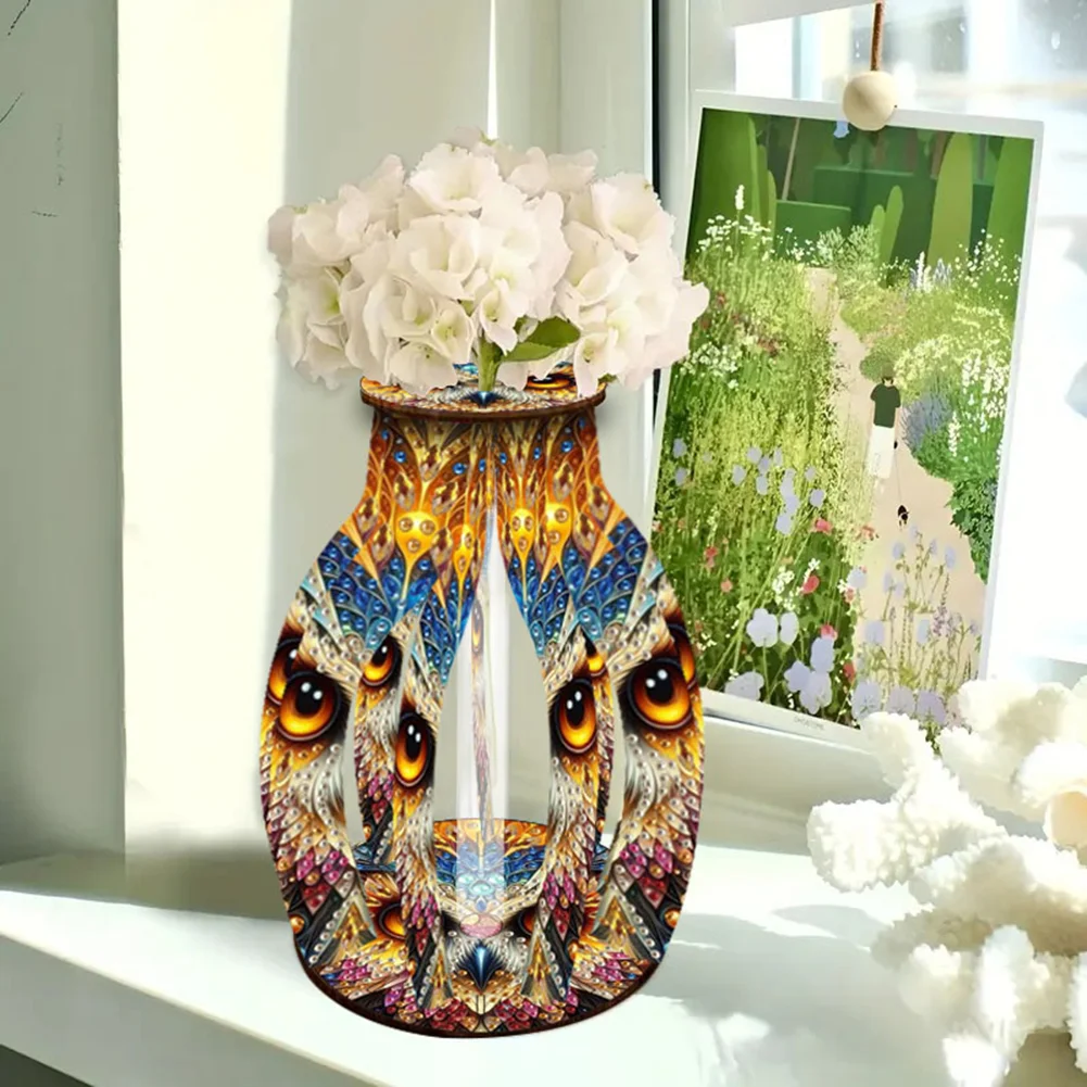 Owl Diamond Painting Flower Vase Desktop Diamond Art Kits for Home Decor