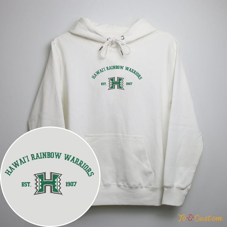 TOSCUSTOM™ University Of Hawaii Rainbow Warriors Hoodies Custom NCAA Embroidered Sweatshirts