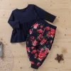 Kid Baby Girl 2-piece Solid Long-sleeve Print Set