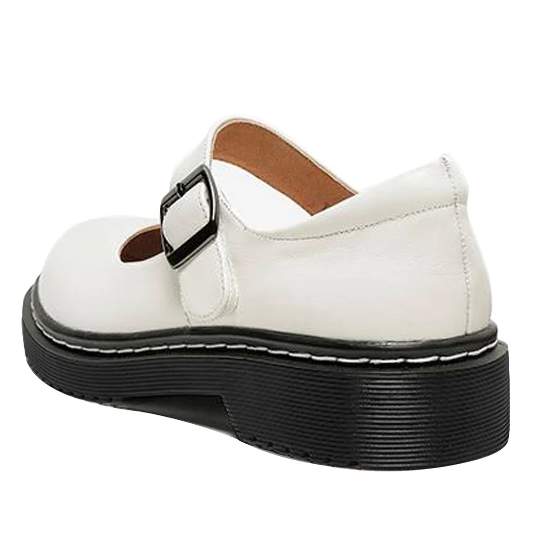 Comfy Vegan Leather Round Toe Formal Ivory Mary Jane Shoes