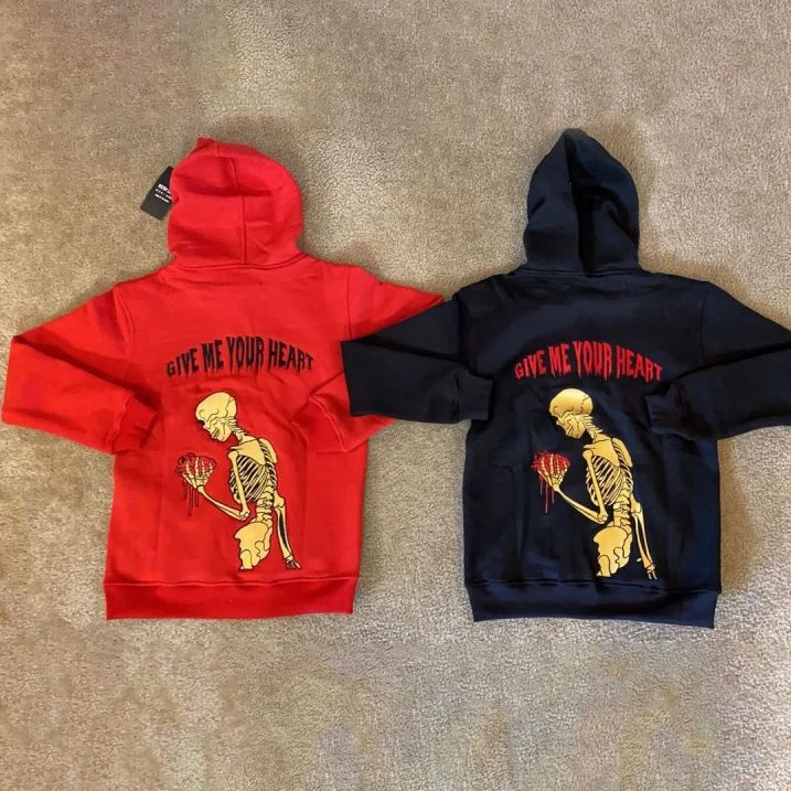 Fashion retro skull print hoodie