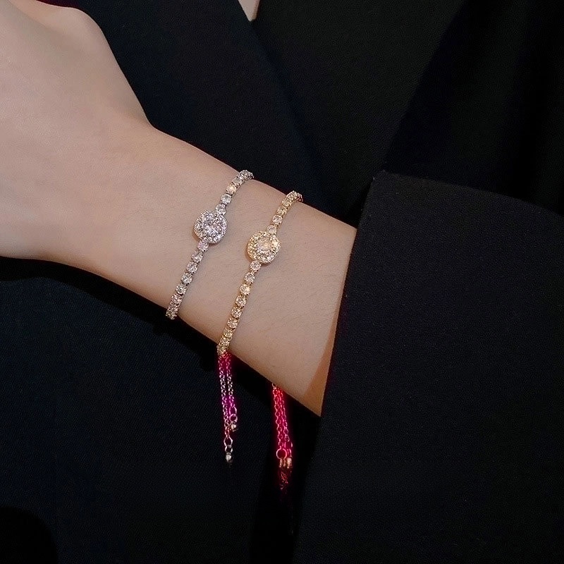 1 Piece Minimalist Square Copper Plating Inlay Zircon Bracelets