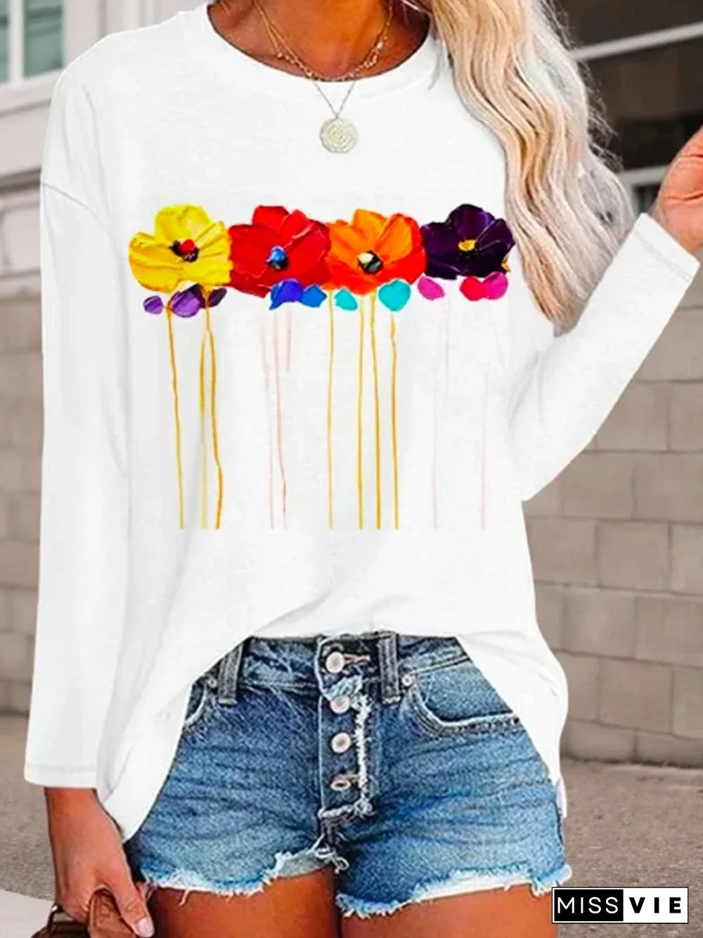 Crew Neck Floral T-Shirt
