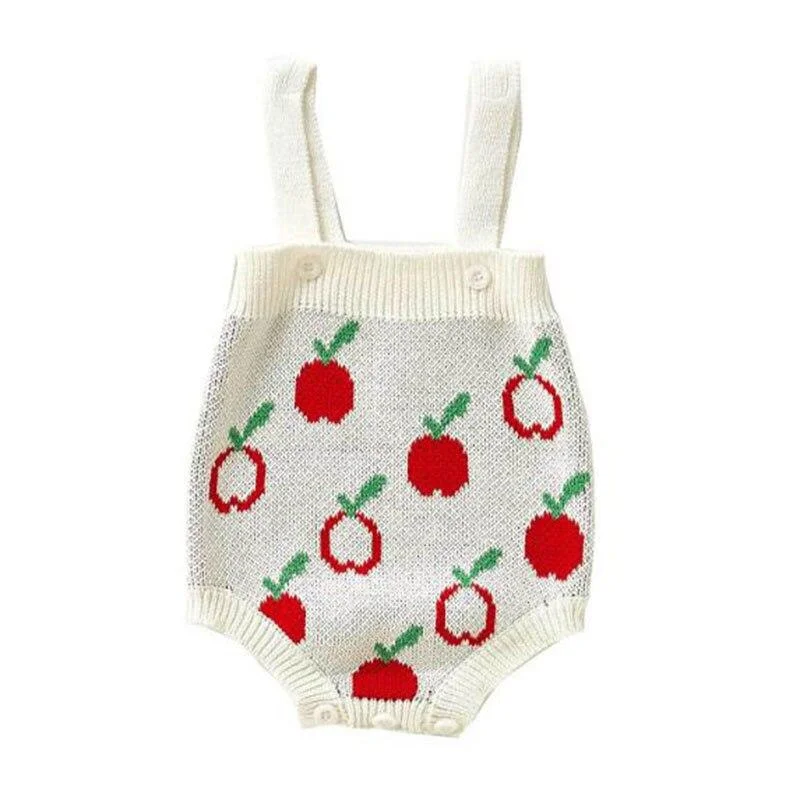 New Spring Autumn Infant Baby Girls Knit Long Sleeve Flower Coat + Braces Rompers Clothing Sets Kids Girl Suit Clothes 0-3Yrs