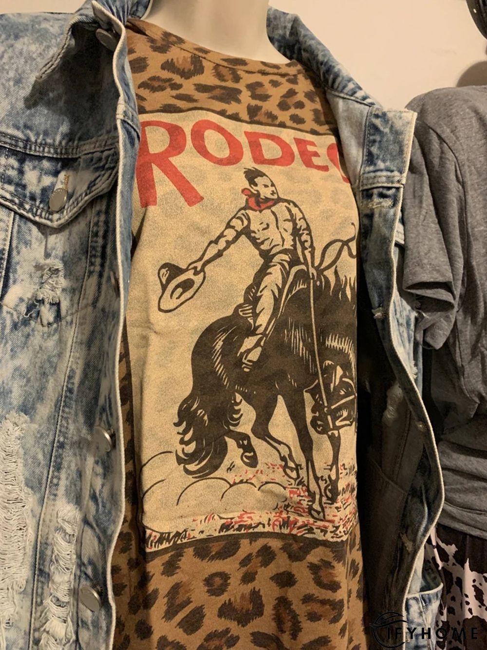 Jersey Crew Neck Short Sleeve Leopard T-shirt | IFYHOME