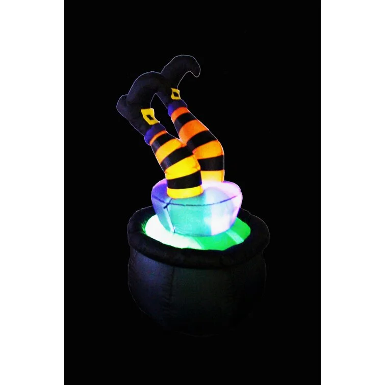 Halloween Inflatable Witch in Pot