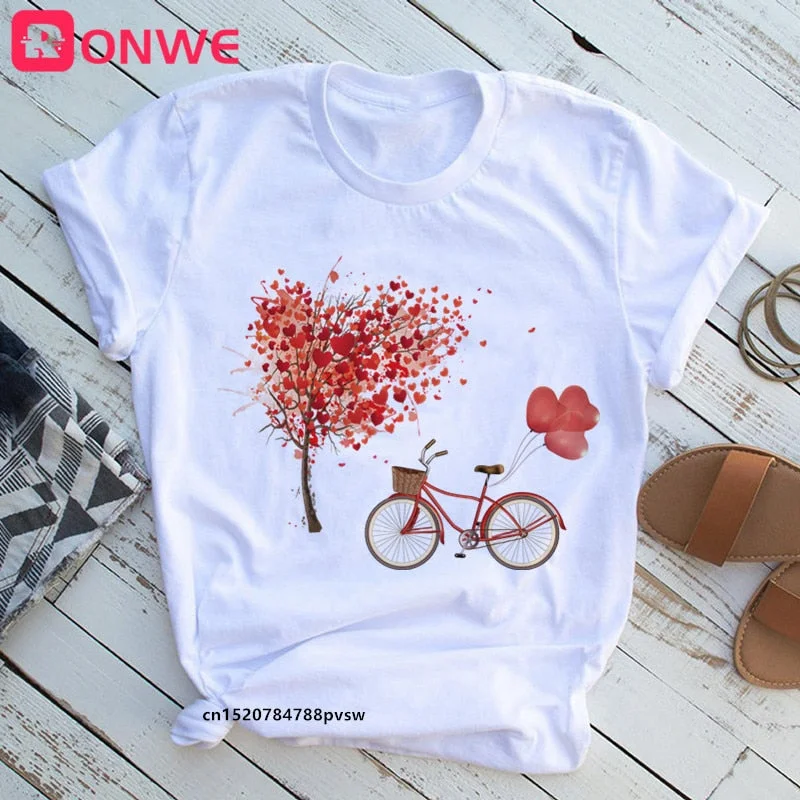 Women Bicycle Black T Shirt Girl Harajuku Korean Style Graphic Tops 2020 Kawaii Female T-shirt,Drop Ship