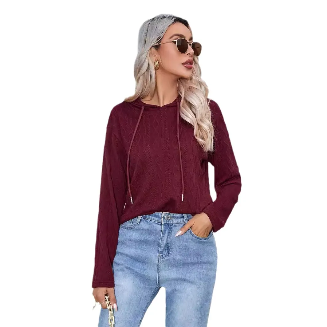 Churchf Women's Station Hot Style Autumn And Winter Knit Hoodie Sweater