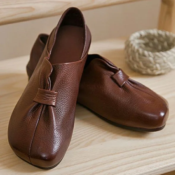 Butterfly Knot Soft Slip-on Leather Shoes