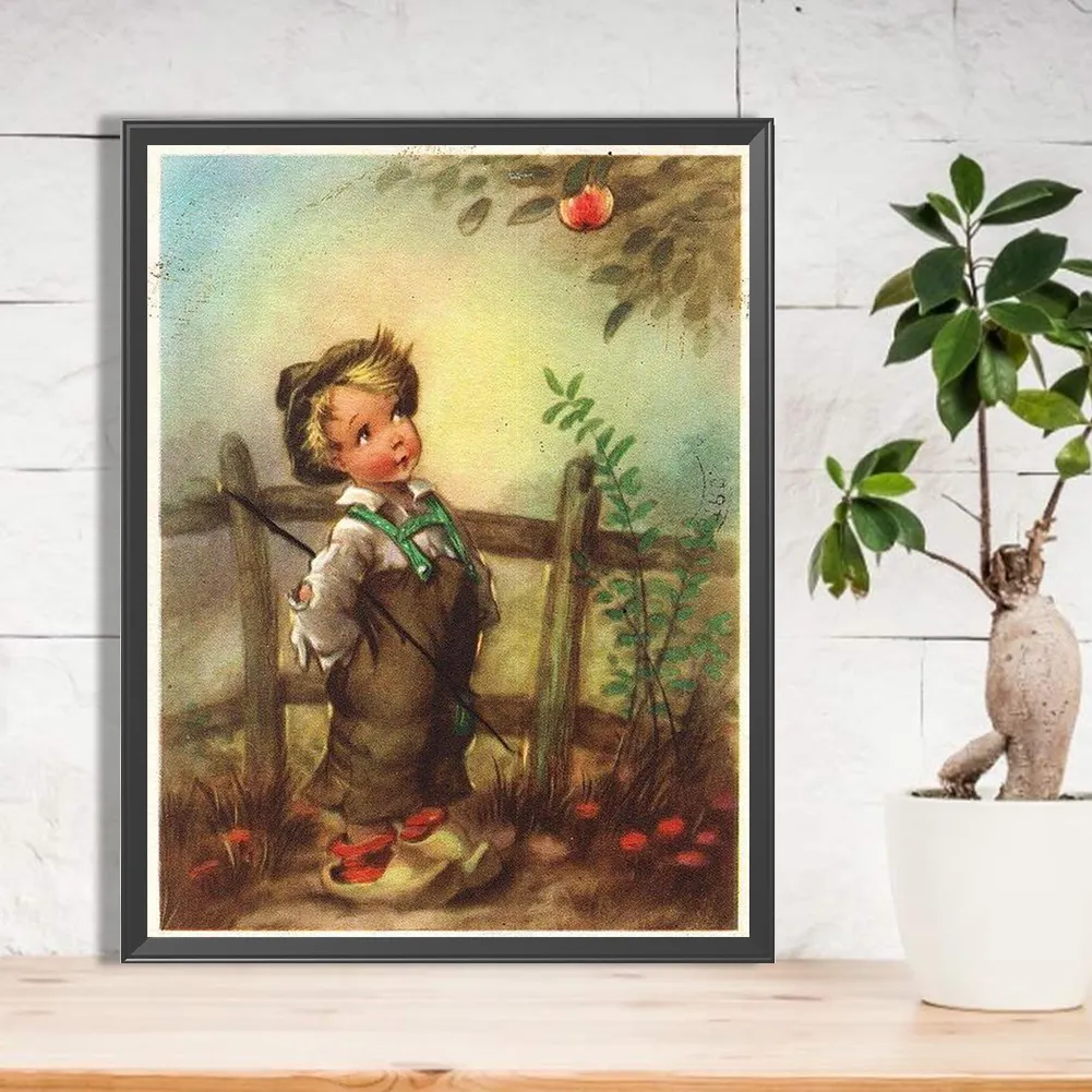Full Round Diamond Painting 30*40cm - Retro Poster Kids