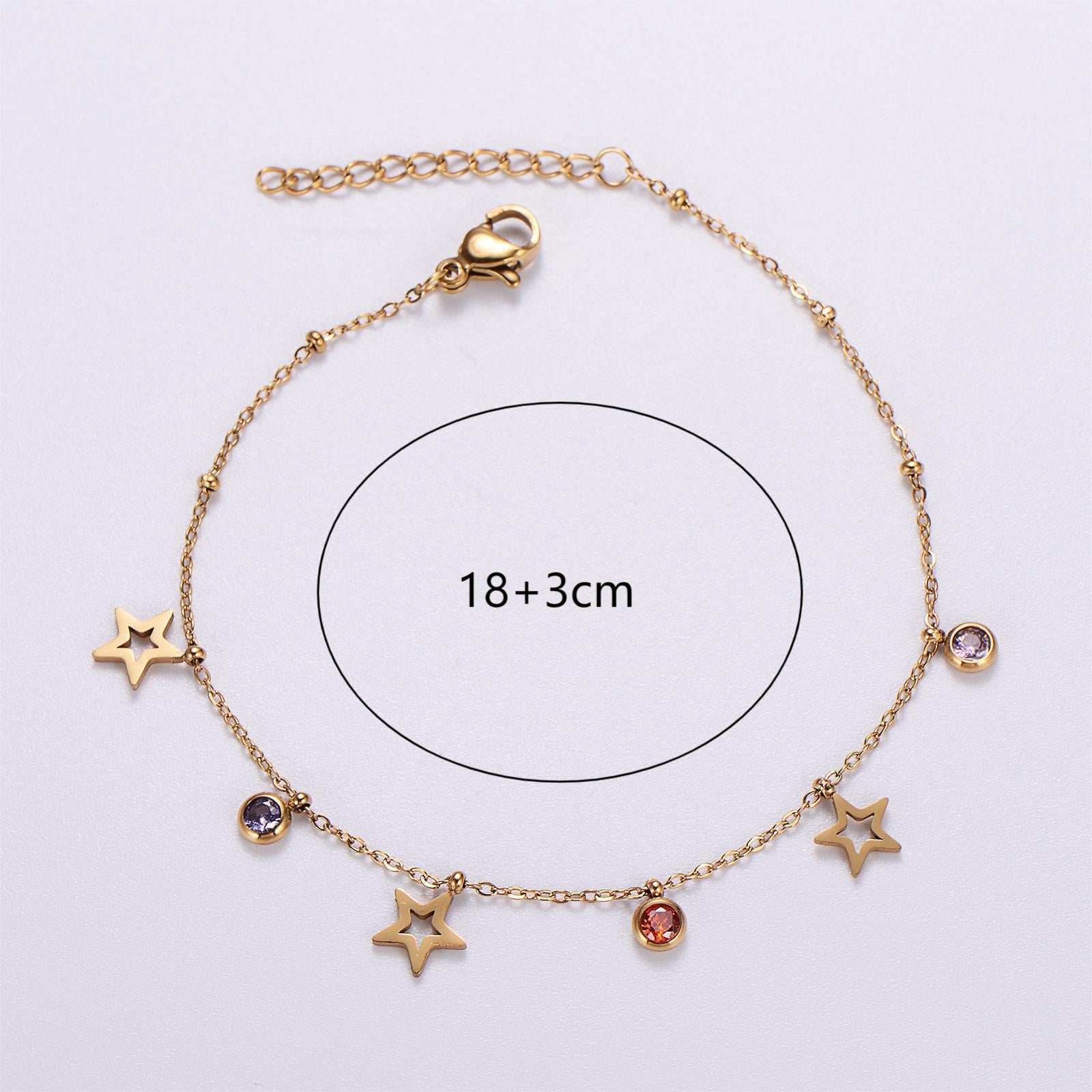 6 Pcs Women Minimalist Stripe Circle Round Animal Text Letter Chinese Zodiac Number Stainless Steel Electroplating Bracelets