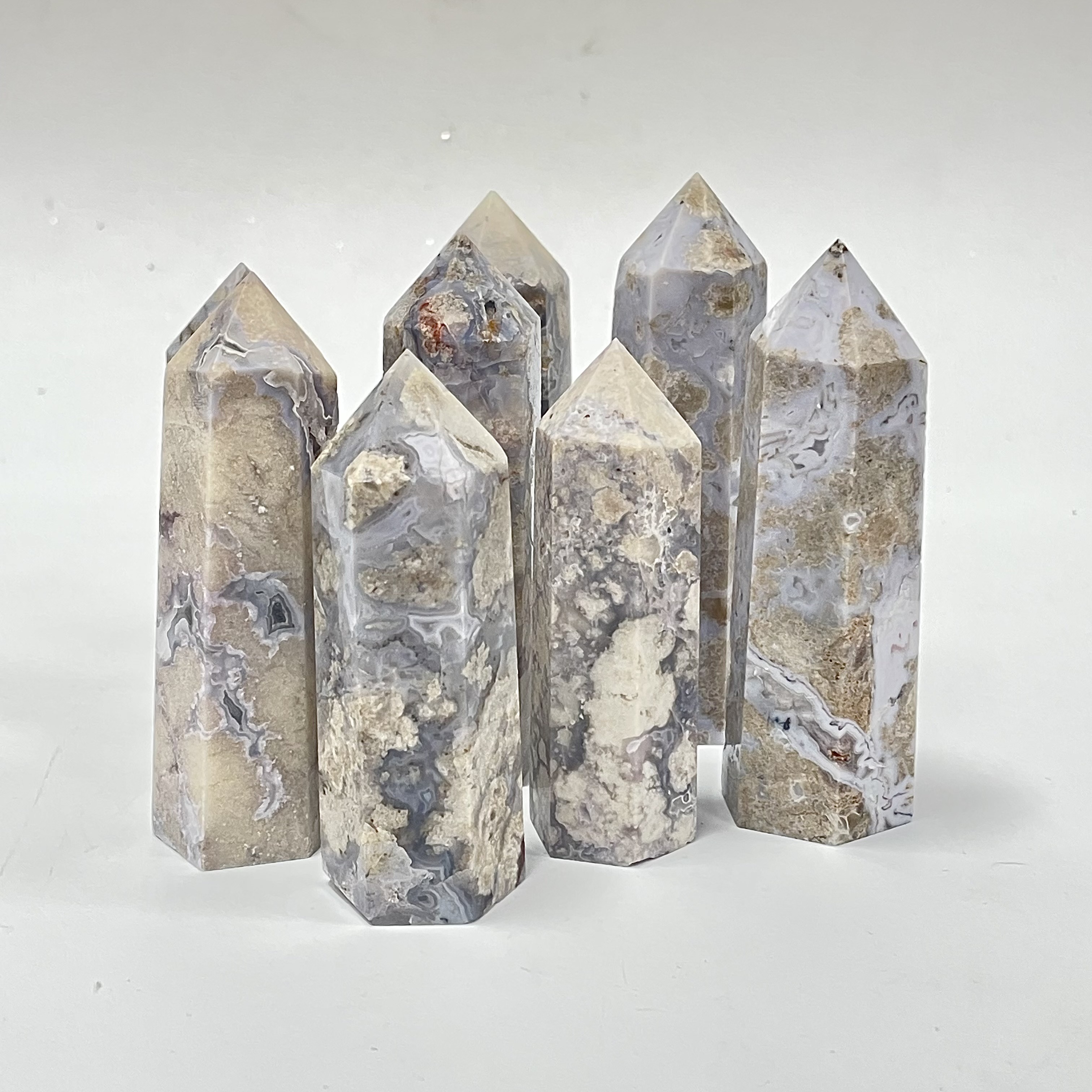 Blue Flower Agate Point Tower