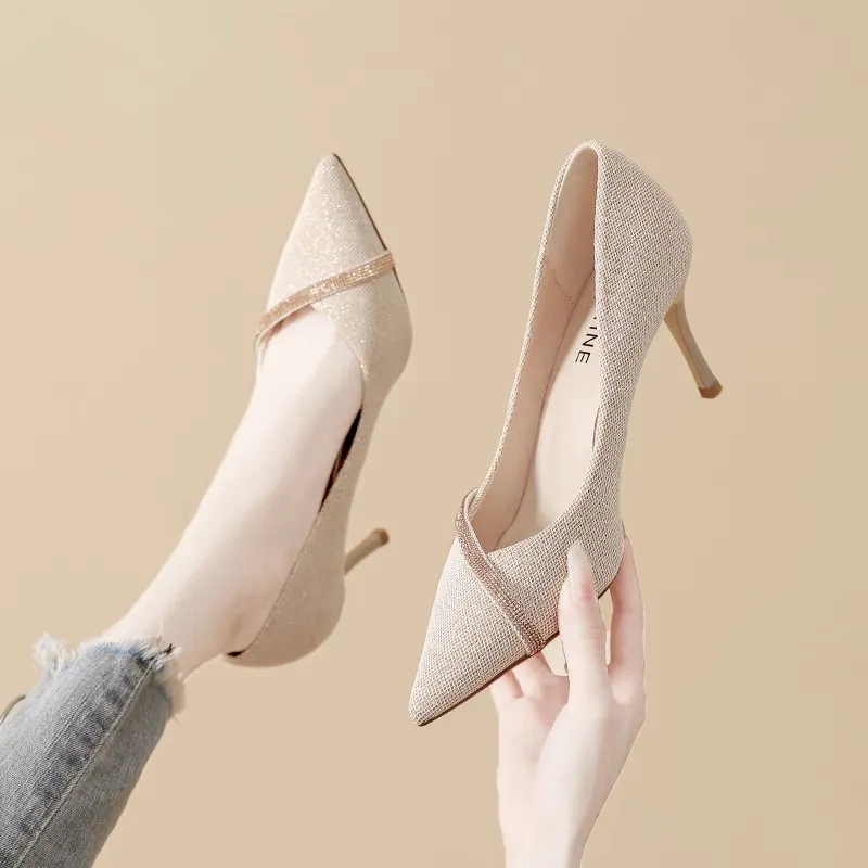 Breakj Breakj Sense Single Shoes Fine Heel New Pointed Small High Heels 2025 Spring And Autumn Heel Squint Small Women's French Women Shoes