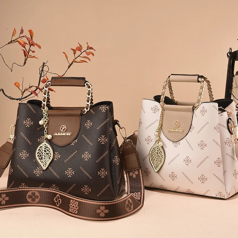 Women's Pu Leather Letter Classic Style Bucket Magnetic Buckle Shoulder Bag Handbag Crossbody Bag