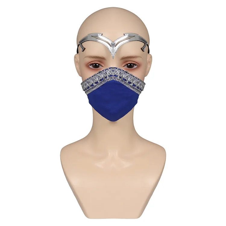 Mortal Kombat Kitana Blue Latex Mask Cosplay Helmet Masquerade Halloween Props