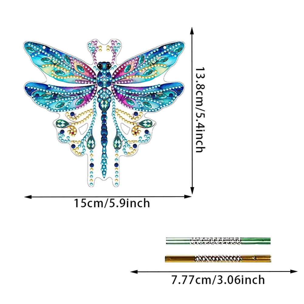 Acrylic Special Shape Dragonfly DIY Diamond Painting Wind Chimes for Window Wall