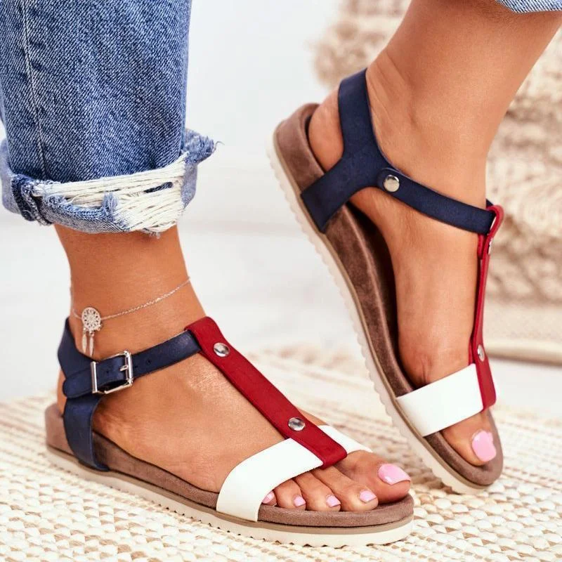 Qengg Spare Large Size Low Top Flat Adult Patchwork Red Wedge Heel Fish Spout Fashion Sandals Zapatos De Mujer bb98