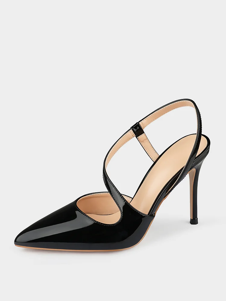 100mm Women's Pointed Toe Sandals Stiletto Apricot Bottom High Heels Ankle Strap Patent Prom Party Shoes