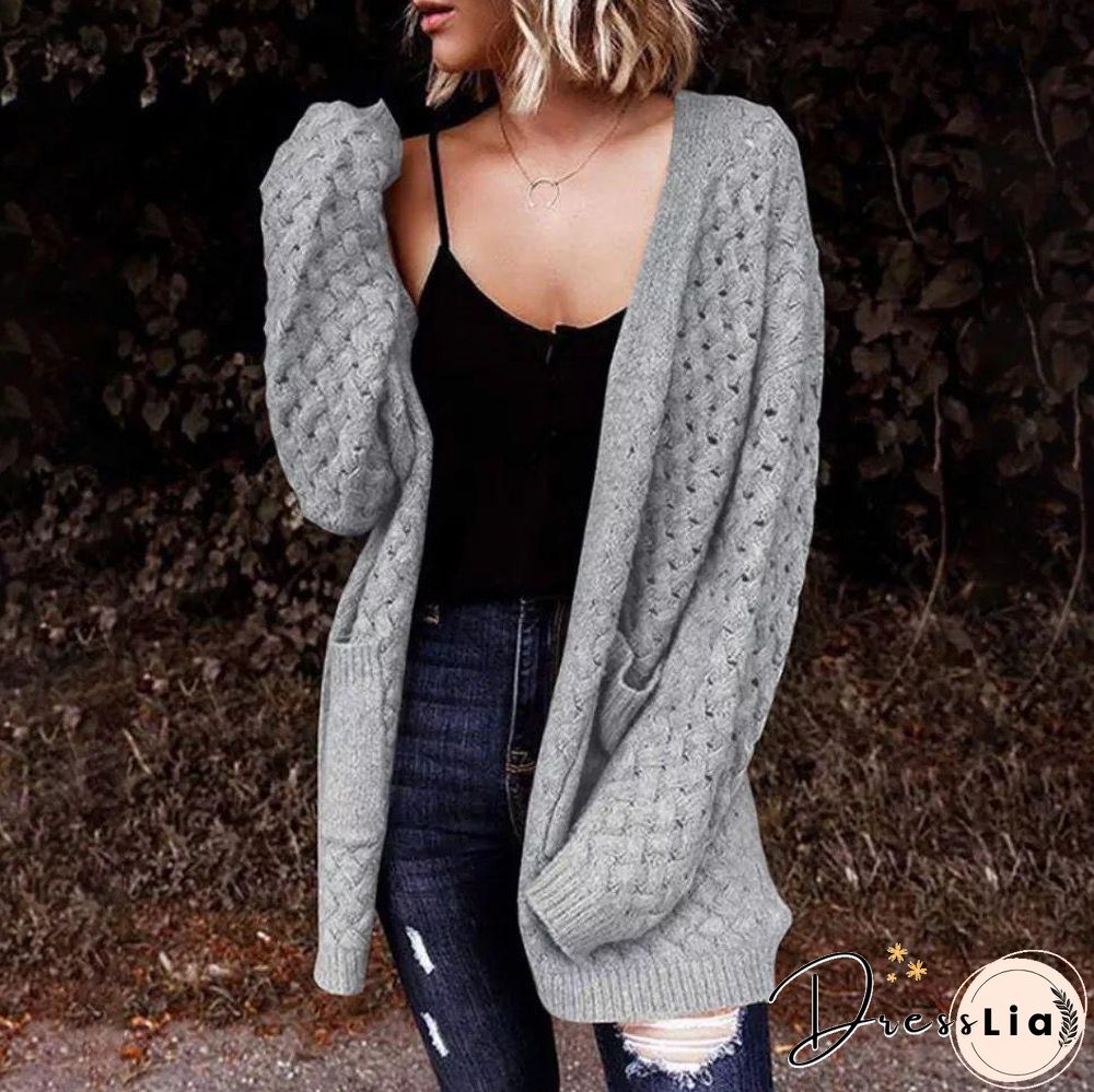 Hollow Loose Pocket Knitting Outerwear