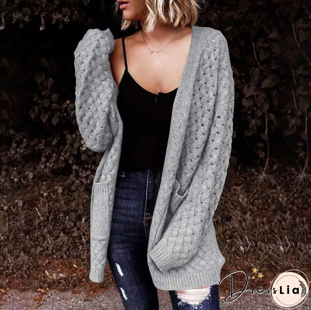 Hollow Loose Pocket Knitting Outerwear