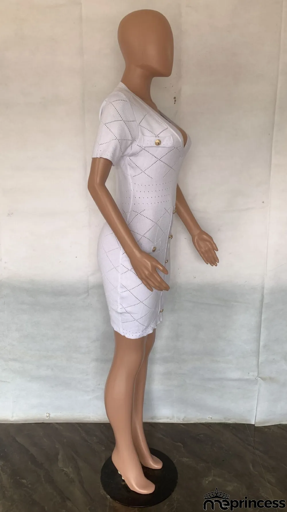 Solid Color V Neck Knits Midi Dress