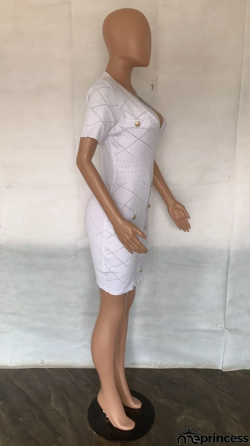 Solid Color V Neck Knits Midi Dress